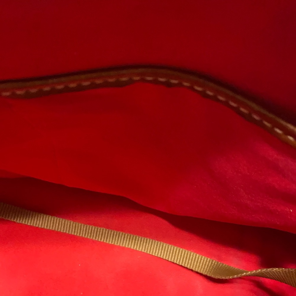 Dooney & Bourke Bright Orange Pebble Leather Dome Satchel with Brown Trim - Picture 3 of 8